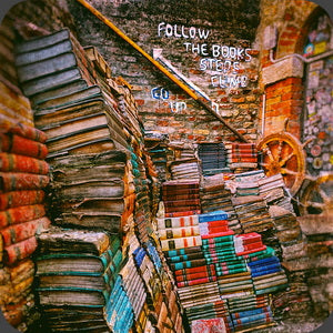 Libreria Acqua Alta Venice, Italy. Hardboard Coaster with Cork Back