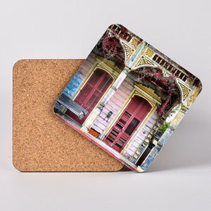 French Quarter. Hardboard Coaster with Cork Back
