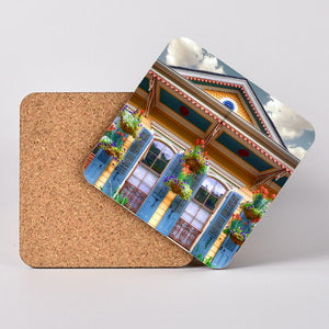 French Quarter Home. Hardboard Coaster with Cork Back