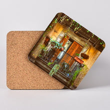 Load image into Gallery viewer, Barri Gòtic (Gothic Quarter) in Barcelona, Spain. Hardboard Coaster with Cork Back
