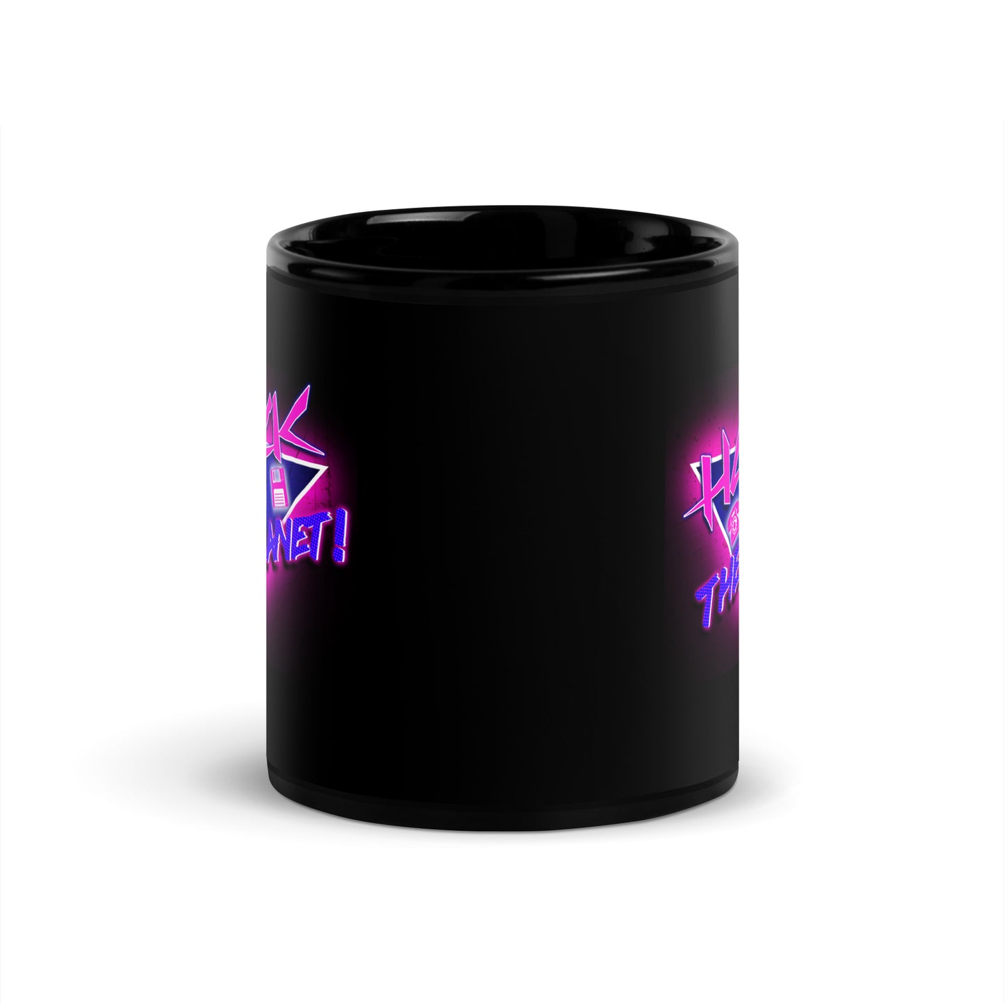 "Hack The Planet!" Black Glossy Mug