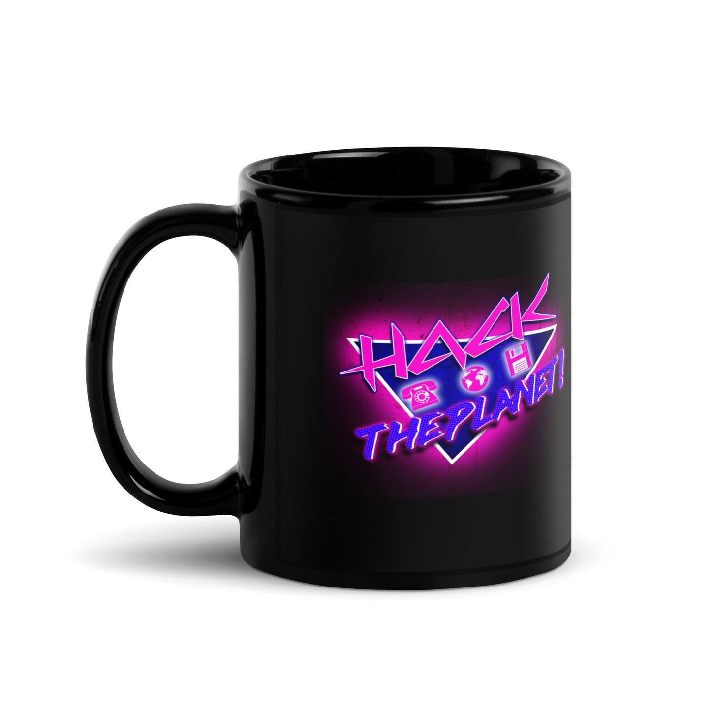 "Hack The Planet!" Black Glossy Mug