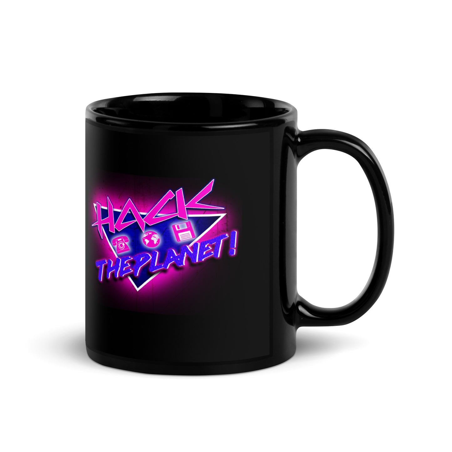 "Hack The Planet!" Black Glossy Mug