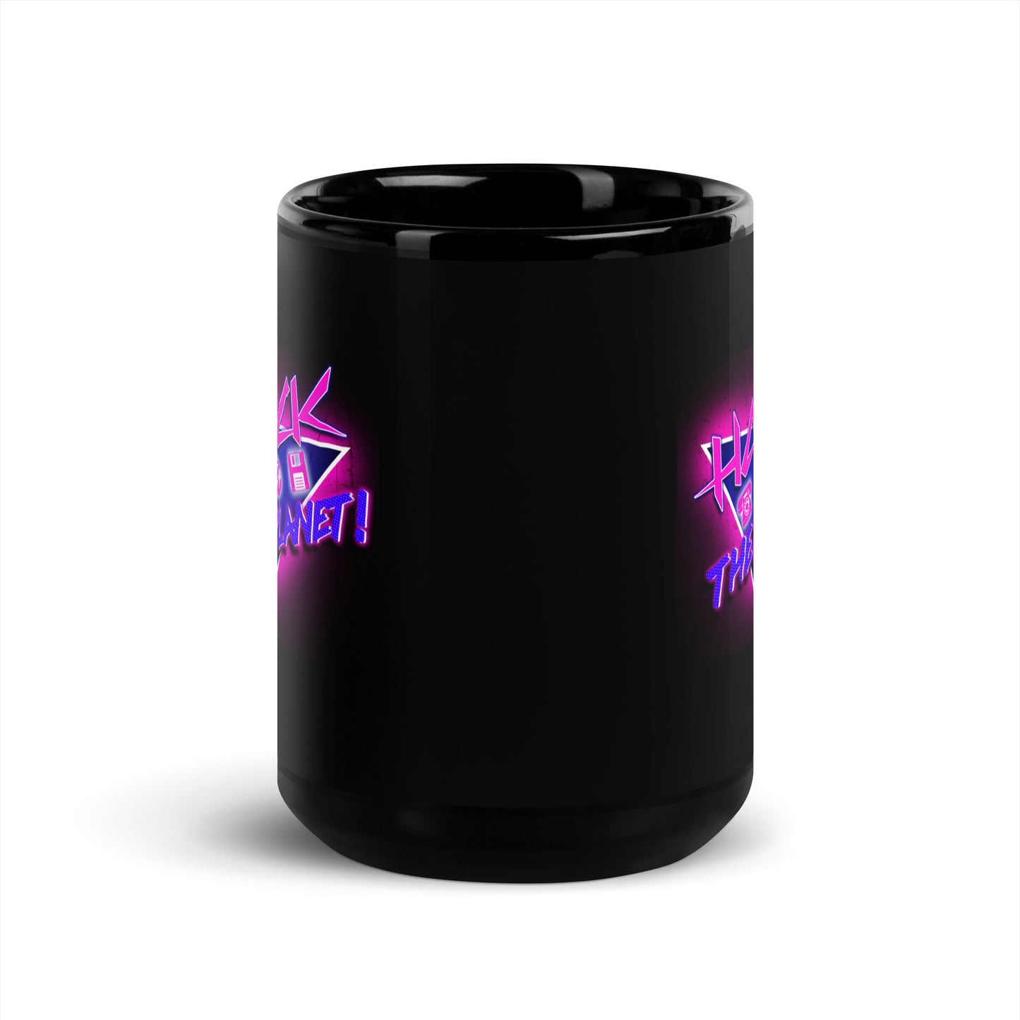 "Hack The Planet!" Black Glossy Mug