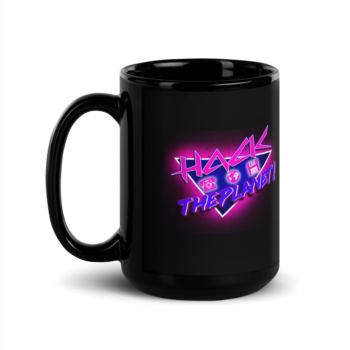 "Hack The Planet!" Black Glossy Mug