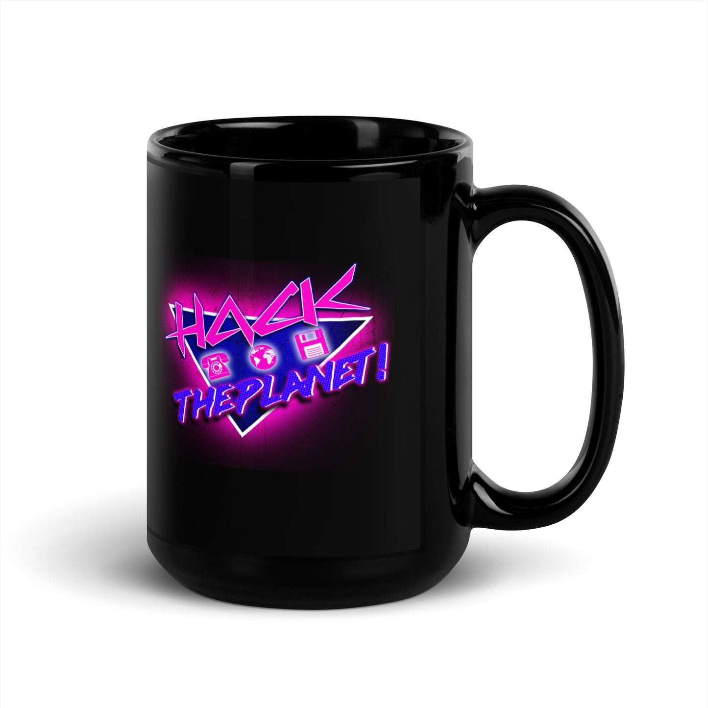 "Hack The Planet!" Black Glossy Mug