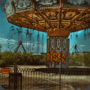 Abandoned Six Flags in New Orleans. Hardboard Coaster with Cork Back