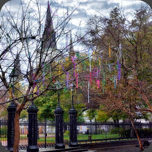 St. Ann Street in Jackson Square, New Orleans. Hardboard Coaster with Cork Back