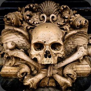 Skull and Crossbones, Rome Italy. Hardboard Coaster with Cork Back