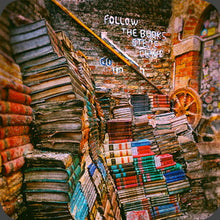 Load image into Gallery viewer, Libreria Acqua Alta Venice, Italy. Hardboard Coaster with Cork Back