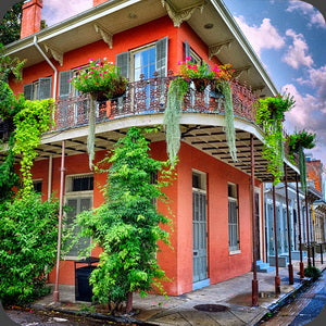 French Quarter home. Hardboard Coaster with Cork Back