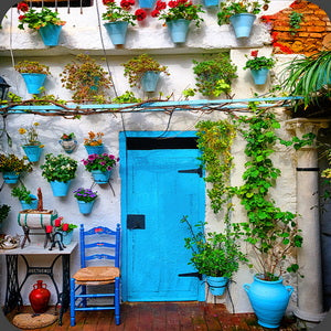 Beautiful courtyard in Córdoba, Spain. Hardboard Coaster with Cork Back
