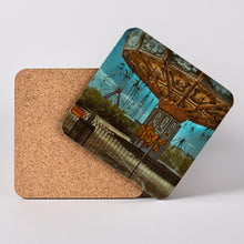 Load image into Gallery viewer, Abandoned Six Flags in New Orleans. Hardboard Coaster with Cork Back