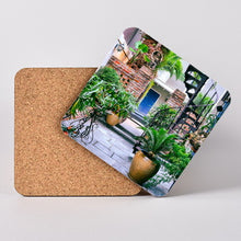 Load image into Gallery viewer, Beautiful Courtard in the French Quarter. Hardboard Coaster with Cork Back
