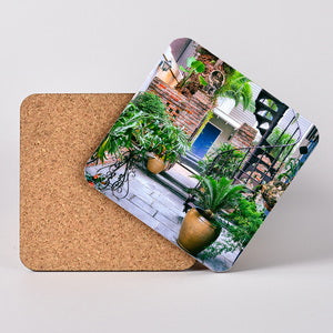 Beautiful Courtard in the French Quarter. Hardboard Coaster with Cork Back