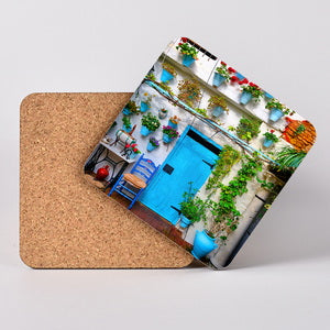 Beautiful courtyard in Córdoba, Spain. Hardboard Coaster with Cork Back