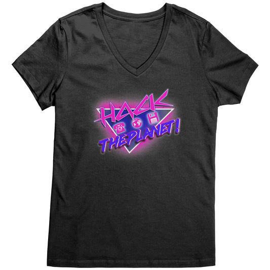 "Hack The Planet!" District Womens V-Neck