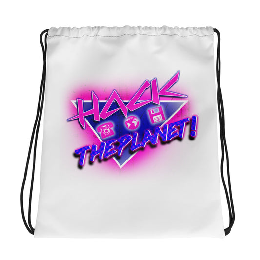 "Hack The Planet!" Drawstring bag