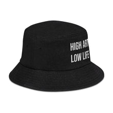 Load image into Gallery viewer, Denim bucket hat HIGH ART LOW LIFE