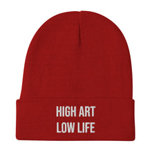 Load image into Gallery viewer, Embroidered Beanie HIGHT ART LOW LIFE