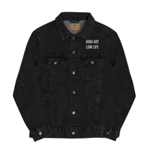 Load image into Gallery viewer, Unisex denim jacket HIGH ART LOW LIFE